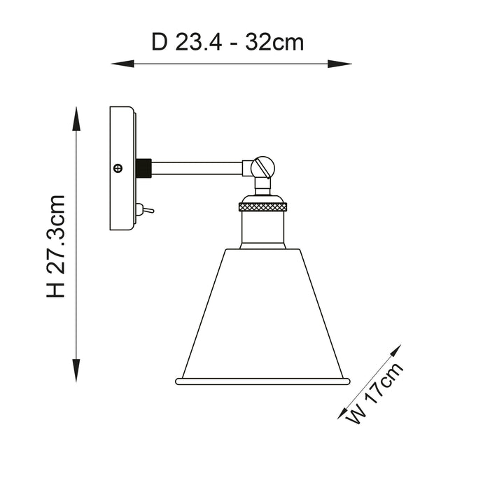 Endon 92866 Hal 1lt Wall Aged pewter & aged copper plate 10W LED E27 (Required) - westbasedirect.com