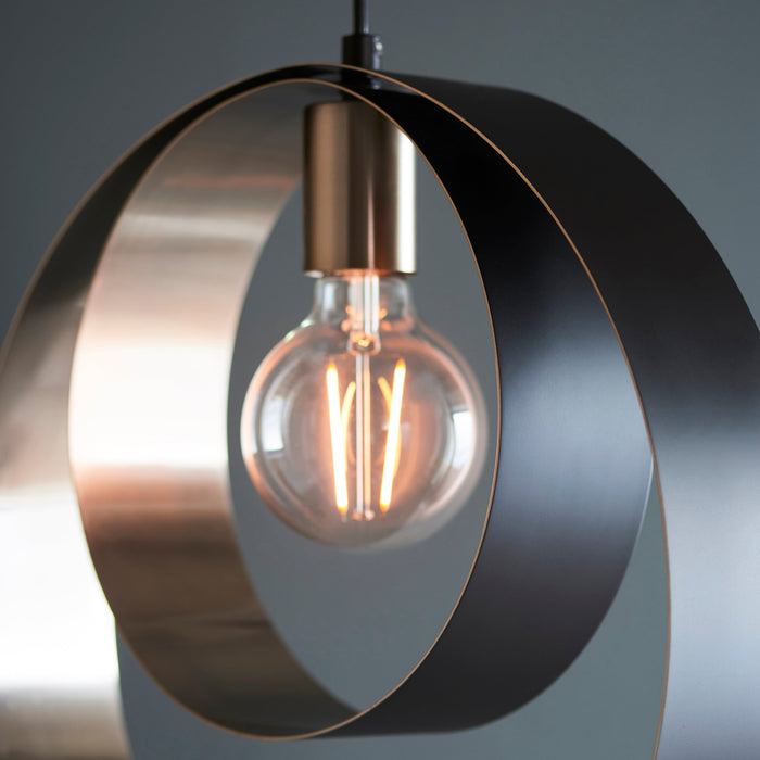 Endon 92880 Cal 1lt Pendant Brushed nickel plate & matt black 10W LED E27 (Required) - westbasedirect.com