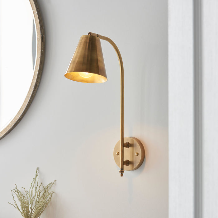 Endon 93144 Radha 1lt Wall Antique solid brass 10W LED E27 (Required) - westbasedirect.com