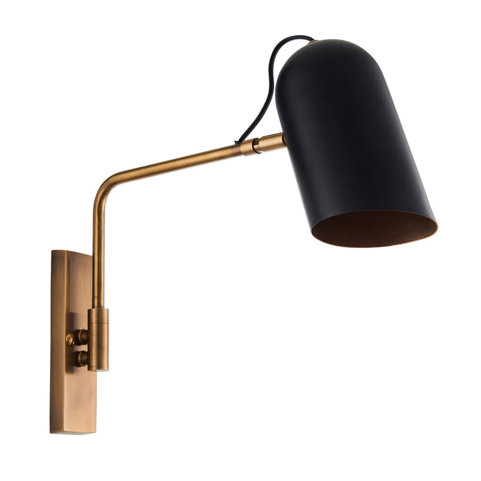 Endon 93145 Navren 1lt Wall Antique solid brass & matt black 10W LED E27 (Required) - westbasedirect.com