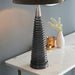 Endon 93424 Naia 1lt Table Charcoal ribbed glass, bright nickel plate & mocha velvet 40W E27 GLS (Required) - westbasedirect.com