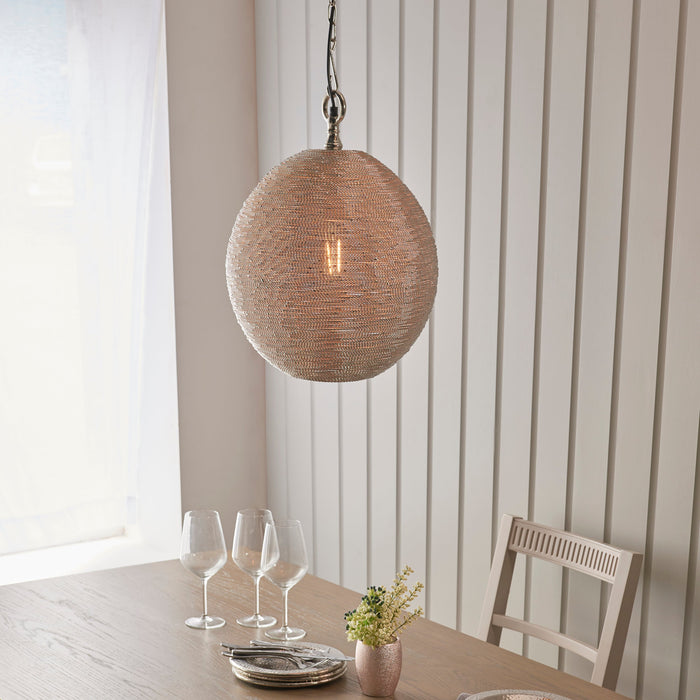 Endon 93430 Asha 1lt Pendant Polished nickel plate 10W LED E27 (Required) - westbasedirect.com