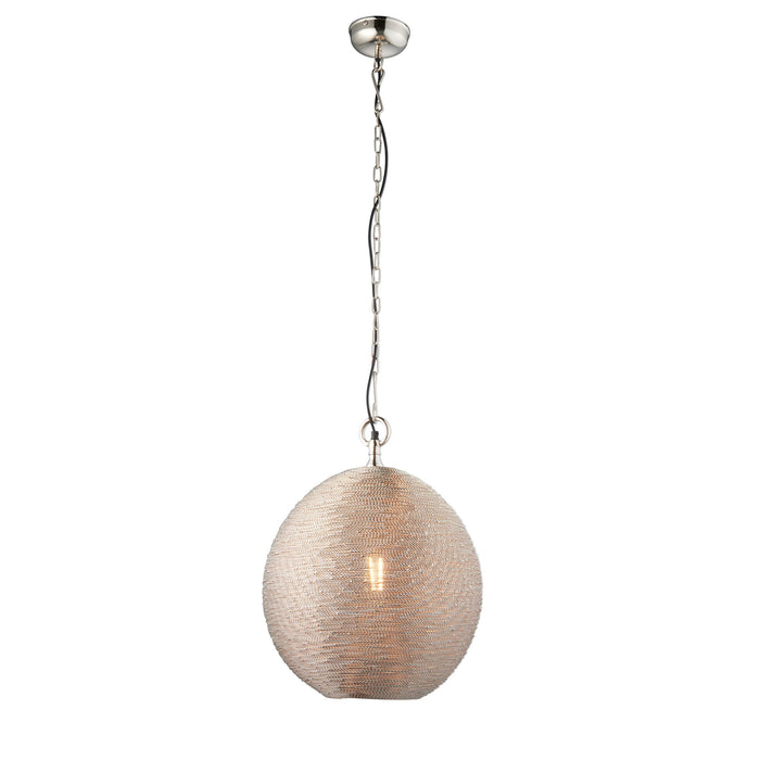 Endon 93430 Asha 1lt Pendant Polished nickel plate 10W LED E27 (Required) - westbasedirect.com