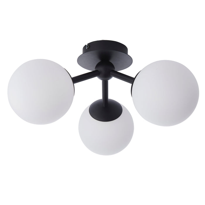 Endon 93489 Pulsa 3lt Semi flush Matt black & matt white glass 3 x 3W LED G9 (Required) - westbasedirect.com