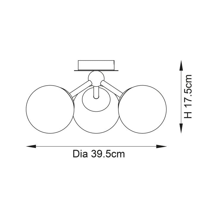 Endon 93489 Pulsa 3lt Semi flush Matt black & matt white glass 3 x 3W LED G9 (Required) - westbasedirect.com