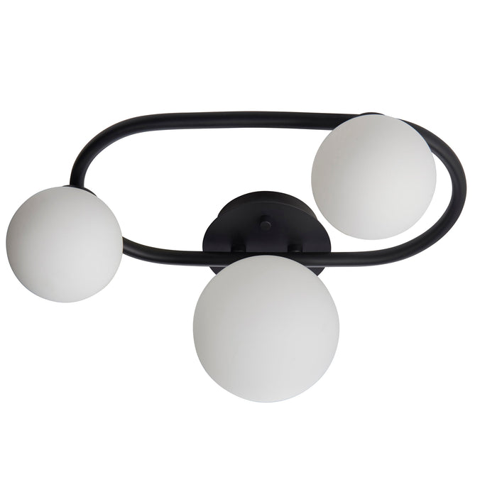 Endon 93524 Pulsa 3lt Semi flush Matt black & matt white glass 3 x 3W LED G9 (Required) - westbasedirect.com