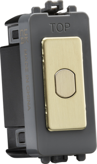 Knightsbridge GDM014BB 1G 1-Way 10-200W 10-100W LED Trailing Edge Dimmer (Press Type) - Brushed Brass