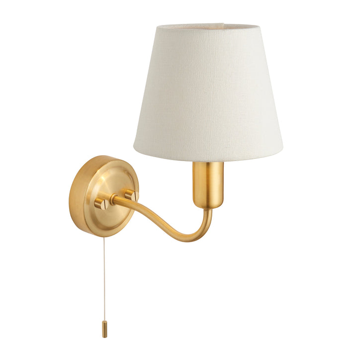 Endon 93852 Conway 1lt Wall Satin brass plate & ivory linen mix fabric 3W LED G9 (Required) - westbasedirect.com