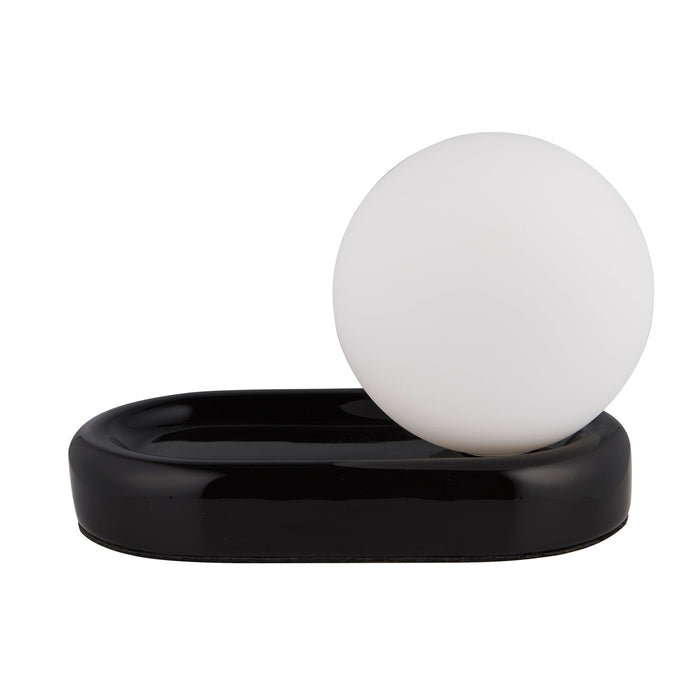 Endon 93868 Contour 1lt Table Gloss black glaze & matt opal glass 3W LED G9 (Required) - westbasedirect.com