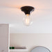 Endon 93995 Quay 1lt Flush Gloss black glaze & chrome plate 10W LED E27 (Required) - westbasedirect.com