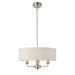 Endon 94361 Highclere 3lt Pendant Brushed chrome plate & natural linen 3 x 40W E14 candle (Required) - westbasedirect.com