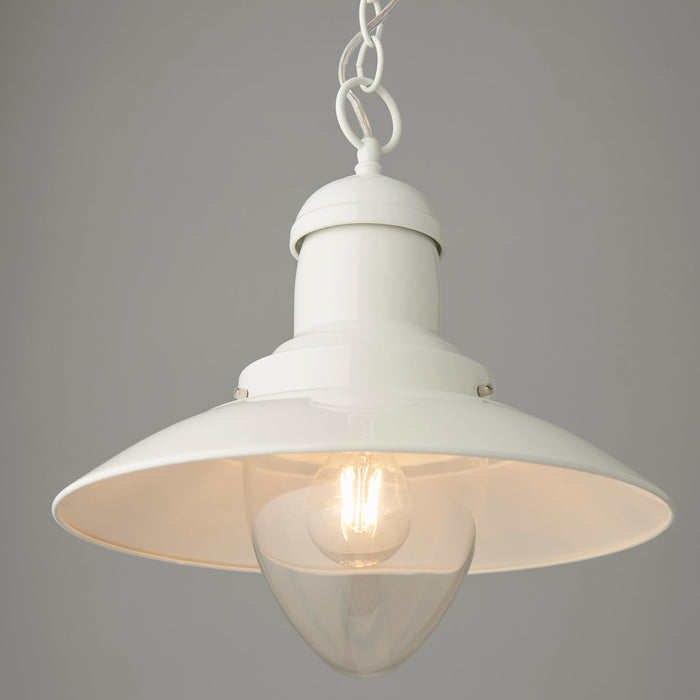 Endon 94371 Polperro 1lt Pendant Gloss cream & clear glass 42W E27 Eco GLS (Required) - westbasedirect.com