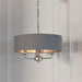 Endon 94377 Highclere 3lt Pendant Bright nickel plate & charcoal fabric 3 x 40W E14 candle (Required) - westbasedirect.com