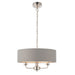 Endon 94377 Highclere 3lt Pendant Bright nickel plate & charcoal fabric 3 x 40W E14 candle (Required) - westbasedirect.com