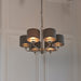 Endon 94381 Highclere 6lt Pendant Bright nickel plate & charcoal fabric 6 x 28W E14 Eco golf (Required) - westbasedirect.com