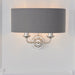 Endon 94406 Highclere 2lt Wall Bright nickel plate & charcoal fabric 2 x 40W E14 candle (Required) - westbasedirect.com