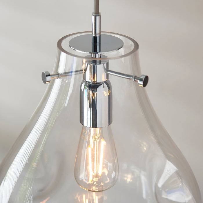 Endon 94521 Utopia 1lt Pendant Clear glass & chrome plate 40W E27 GLS (Required) - westbasedirect.com