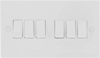 BG 946 White Square Edge Hexa Light Switch 10A