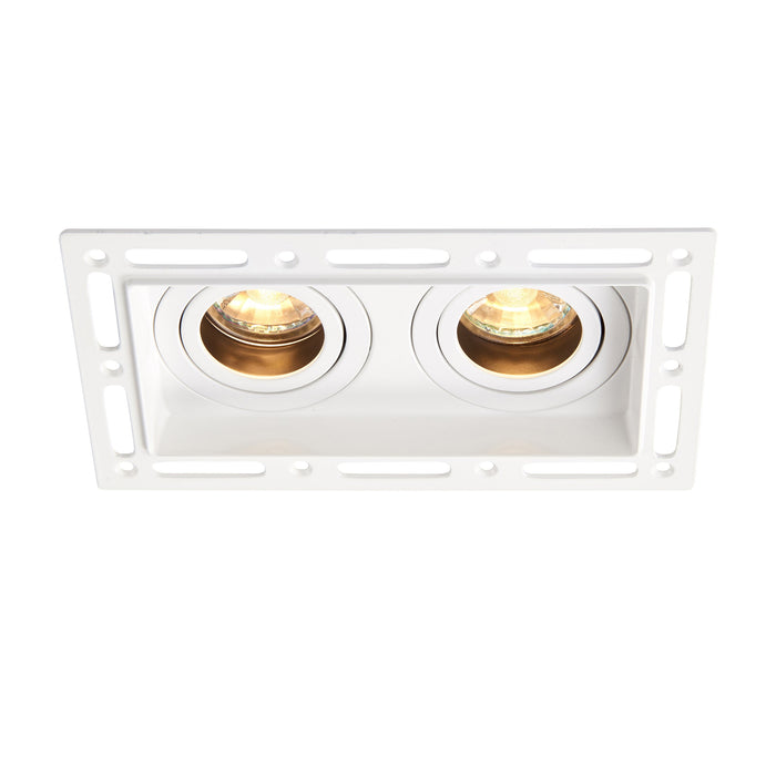 Saxby 94754 Trimless Downlight twin 50W Matt white paint 2 x 50W GU10 reflector (Required) - westbasedirect.com