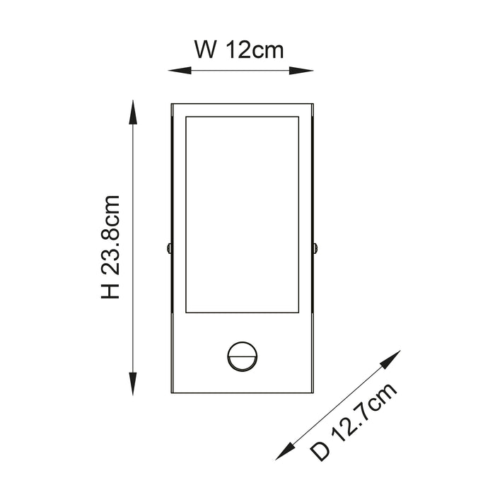 Endon 94995 Oxford PIR 1lt Wall Matt black & clear glass 10W LED E27 (Required) - westbasedirect.com