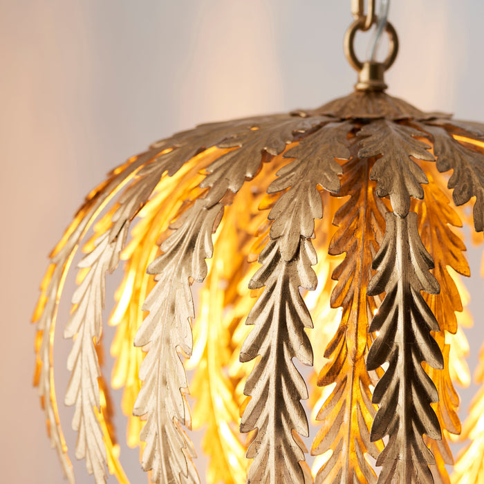 Endon 95035 Delphine 1lt Pendant Gold leaf 10W LED E27 (Required) - westbasedirect.com