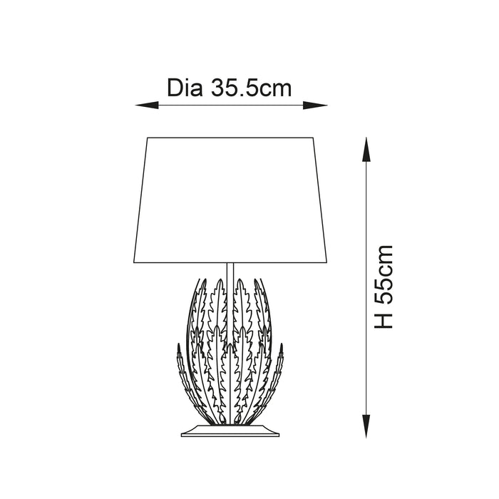 Endon 95037 Delphine 1lt Table Gold leaf & ivory cotton fabric 10W LED E27 (Required) - westbasedirect.com