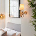 Endon 95040 Delphine 1lt Wall Gold leaf & ivory cotton fabric 6W LED E14 (Required) - westbasedirect.com