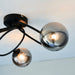 Endon 95289 Ellipse 3lt Semi flush Satin black paint & smoked mirror glass 3 x 3W LED G9 (Required) - westbasedirect.com