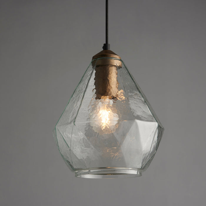 Endon 95462 Ebbe 1lt Pendant Antique gold paint & clear glass 10W LED E27 (Required) - westbasedirect.com