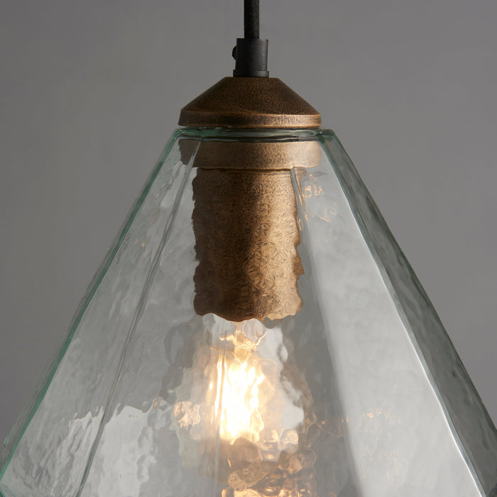 Endon 95462 Ebbe 1lt Pendant Antique gold paint & clear glass 10W LED E27 (Required) - westbasedirect.com