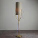 Endon 95466 Fraser 1lt Floor Satin brass plate & natural linen mix fabric 10W LED E27 (Required) - westbasedirect.com