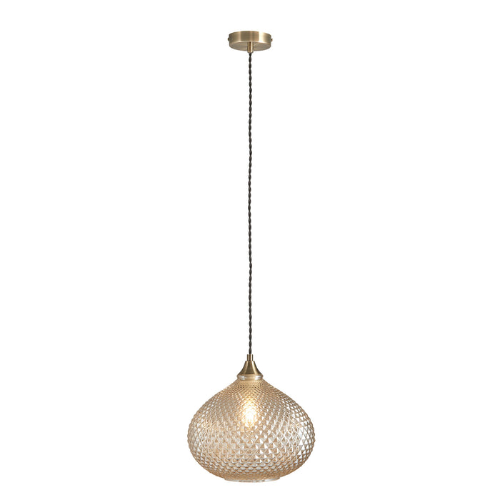 Endon 95480 Livia 1lt Pendant Champagne glass & antique brass plate 10W LED E27 (Required) - westbasedirect.com