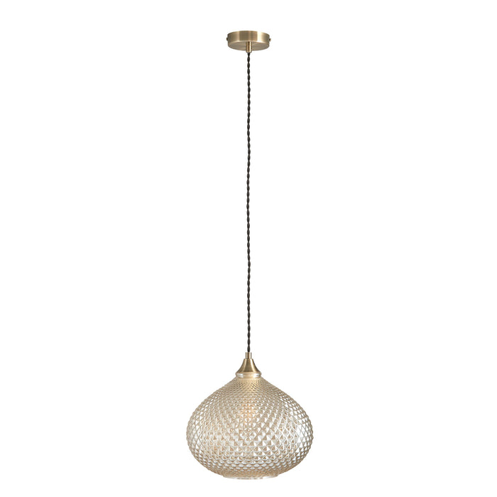 Endon 95480 Livia 1lt Pendant Champagne glass & antique brass plate 10W LED E27 (Required) - westbasedirect.com