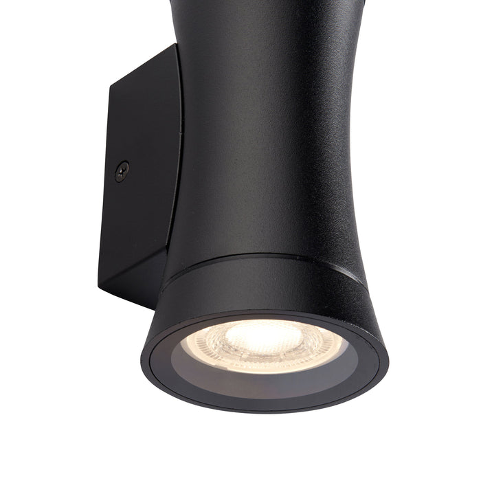 Saxby 95554 Camber 2lt Wall IP44 0W Textured black paint & clear glass 2 x 20W GU10 reflector (Required) - westbasedirect.com