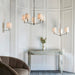 Endon 95826 Ortona 5lt Pendant Bright nickel plate & vintage white fabric 5 x 6W LED E14 (Required) - westbasedirect.com