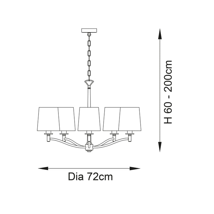 Endon 95826 Ortona 5lt Pendant Bright nickel plate & vintage white fabric 5 x 6W LED E14 (Required) - westbasedirect.com
