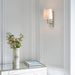 Endon 95827 Ortona 1lt Wall Bright nickel plate & vintage white fabric 6W LED E14 (Required) - westbasedirect.com