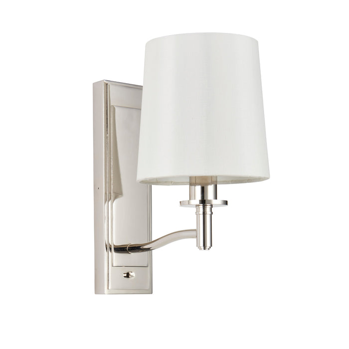 Endon 95827 Ortona 1lt Wall Bright nickel plate & vintage white fabric 6W LED E14 (Required) - westbasedirect.com