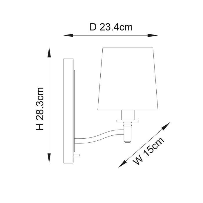 Endon 95827 Ortona 1lt Wall Bright nickel plate & vintage white fabric 6W LED E14 (Required) - westbasedirect.com