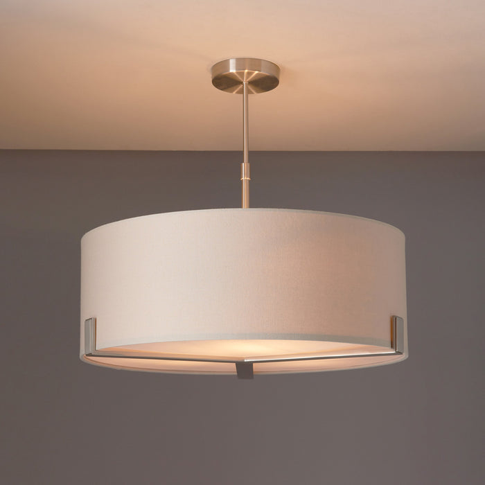 Endon 95834 Hayfield 3lt Pendant Satin nickel plate & grey fabric 3 x 10W LED E27 (Required) - westbasedirect.com