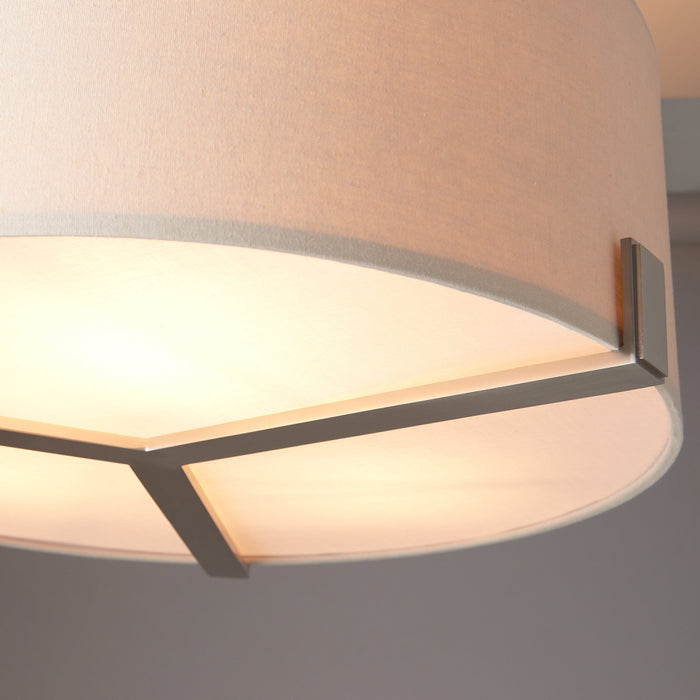 Endon 95834 Hayfield 3lt Pendant Satin nickel plate & grey fabric 3 x 10W LED E27 (Required) - westbasedirect.com