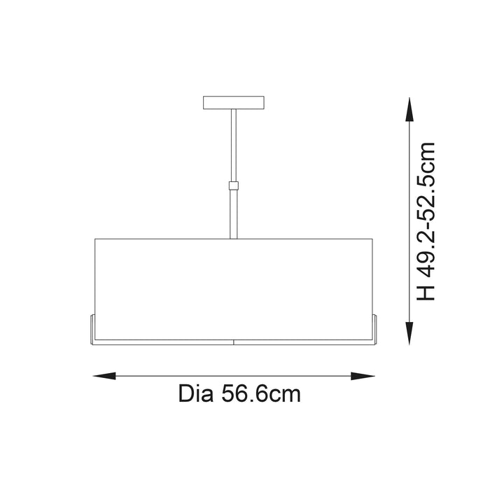 Endon 95834 Hayfield 3lt Pendant Satin nickel plate & grey fabric 3 x 10W LED E27 (Required) - westbasedirect.com