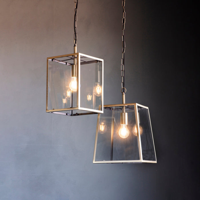 Endon 95835 Hurst 1lt Pendant Matt antique brass plate & clear glass 10W LED E27 (Required) - westbasedirect.com