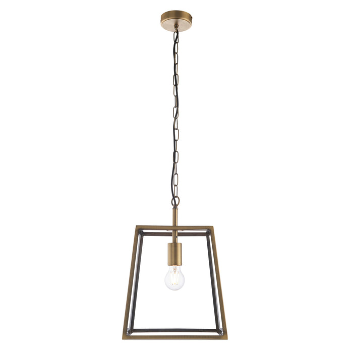 Endon 95835 Hurst 1lt Pendant Matt antique brass plate & clear glass 10W LED E27 (Required) - westbasedirect.com