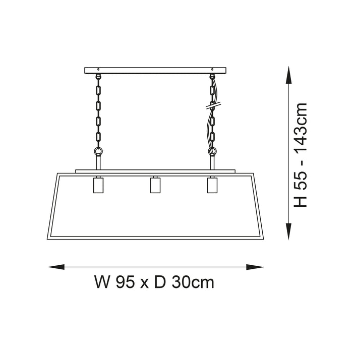 Endon 95836 Hurst 3lt Pendant Matt antique brass plate & clear glass 3 x 10W LED E27 (Required) - westbasedirect.com