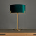 Endon 95837 Hayfield 1lt Table Matt antique brass plate & green velvet 10W LED E27 (Required) - westbasedirect.com