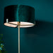 Endon 95838 Hayfield 1lt Floor Matt antique brass plate & green velvet 10W LED E27 (Required) - westbasedirect.com