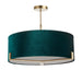 Endon 95839 Hayfield 3lt Pendant Matt antique brass plate & green velvet 3 x 10W LED E27 (Required) - westbasedirect.com