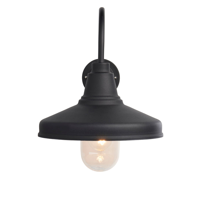 Endon 95899 Farmhouse 1lt Wall Textured black & clear glass 10W LED E27 (Required) - westbasedirect.com