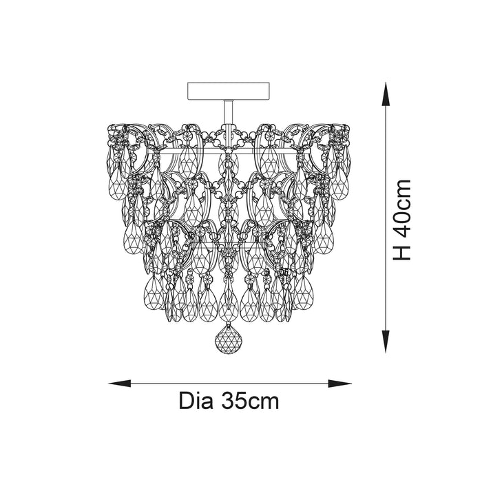 Endon 95987 Alisona 1lt Flush Chrome plate & clear crystal glass 10W LED E27 (Required) - westbasedirect.com